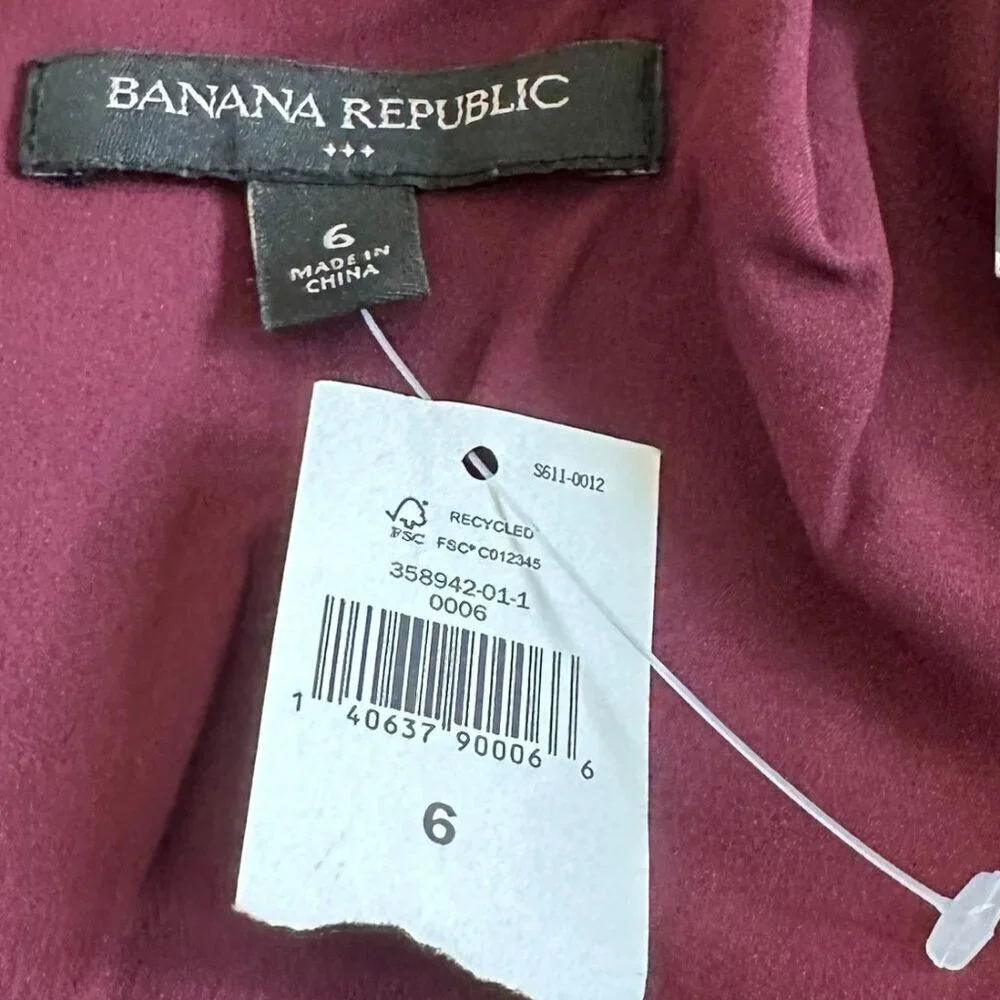 Banana Republic Burgundy Wool Blend Mini Skirt Faux Wrap Festive Fall Size 6 NWT
